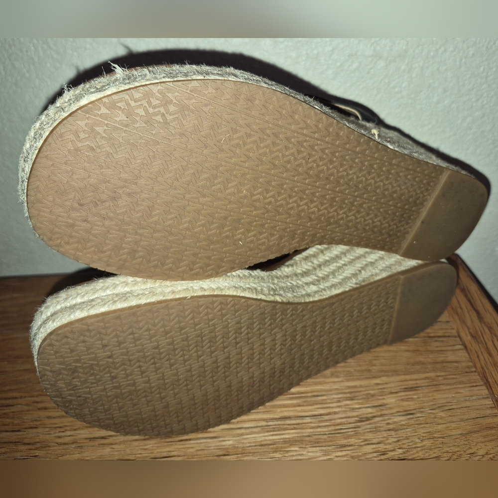 MICHAEL Michael Kors Black and Brown Espadrille Wedge Sandals - Picture 3 of 5